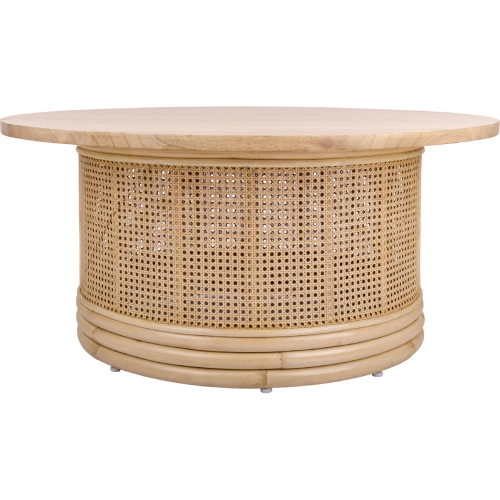 Brisa Round Coffee Table in Natural Finish Rattan & Wood